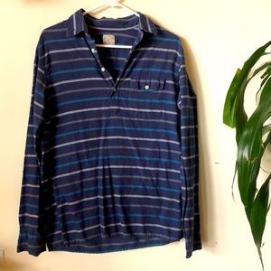 JCrew long sleeve Henley striped blue shirt - S